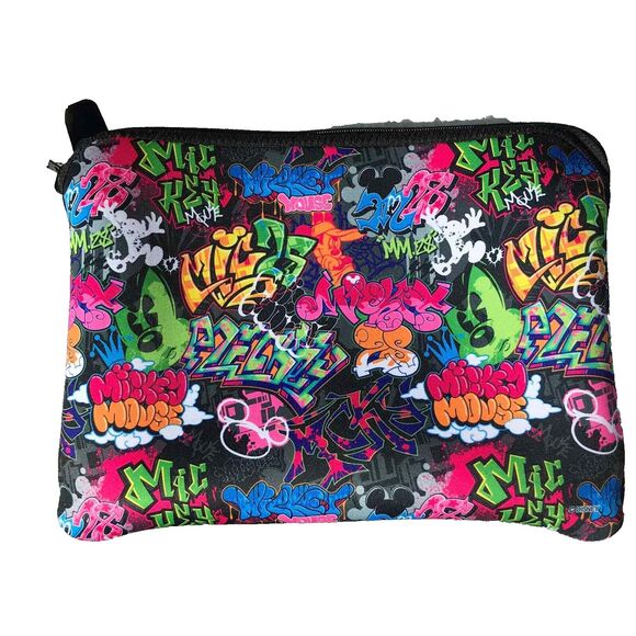 NWT Disney Parks D-tech Large Device Zippered Bag Pouch Mickey Mouse Graffiti - Picture 1 of 5